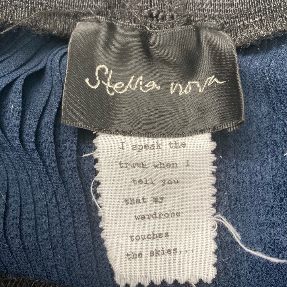 Stella Nova plisse accordion pleated black and navy sheer mini skirt - Picture 8 of 10